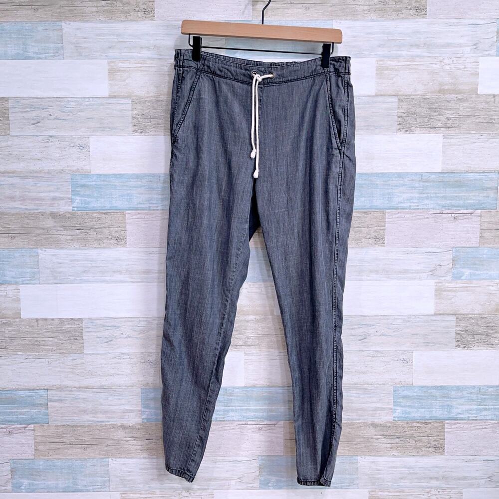 Eileen Fisher Tencel Pull On Tapered Leg Pant Gray Chambray High Rise Womens XXS